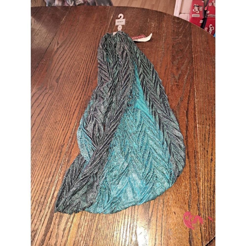 New Merona 2014 Infinity Scarf Jam Loop Scarf Turquoise Black Silver Wrap NWT